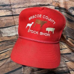Briscoe County Stock Show Hat Cap Red SnapBack Adjustable Rope Cow Pig Lamb